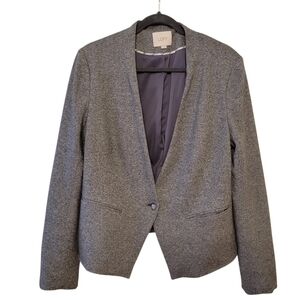 LOFT Gray One‎ Button Flannel Blazer Jacket Size 18 Tall